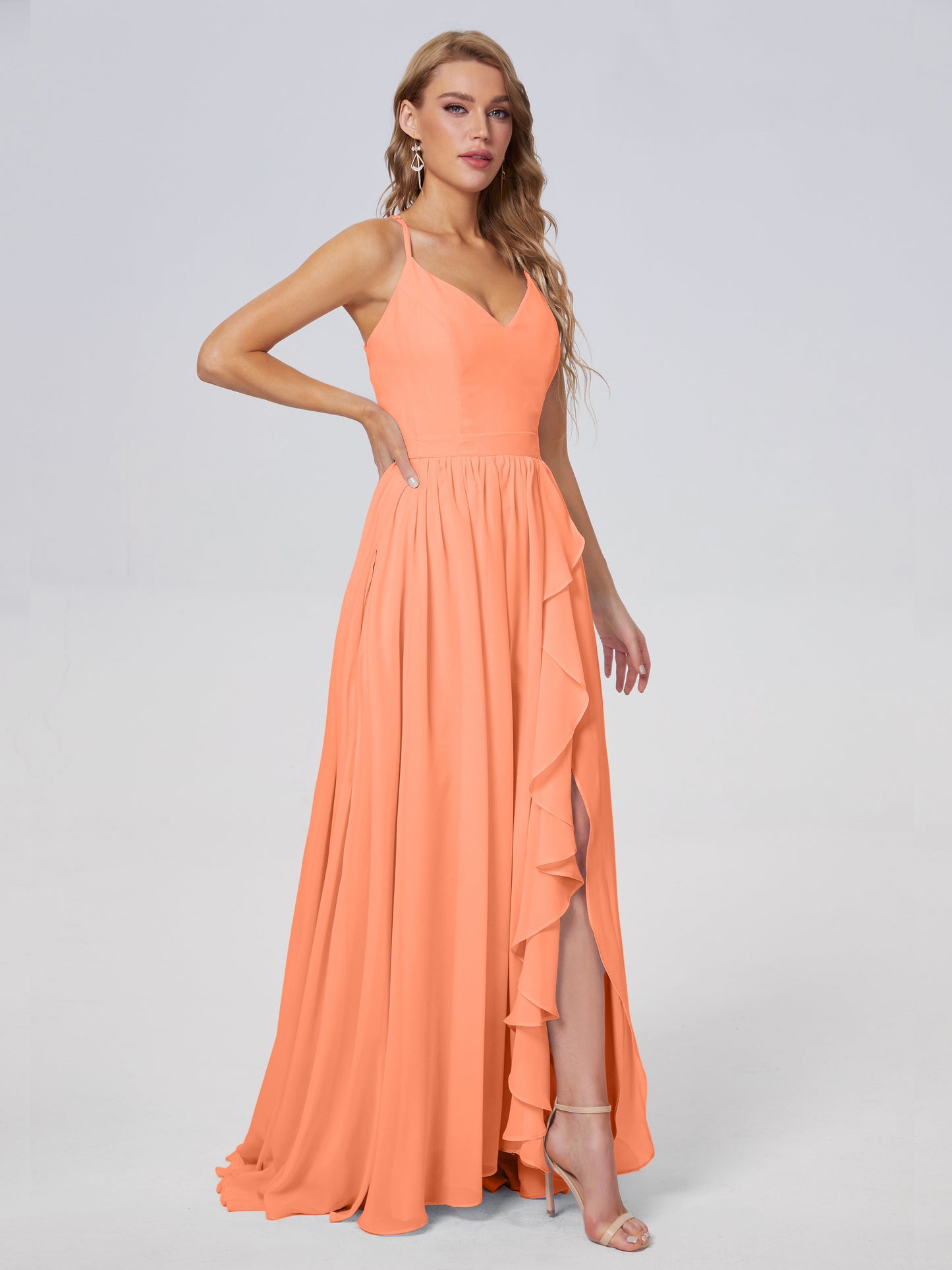 Teagan Elegant Straps Chiffon Long Bridesmaid Dresses