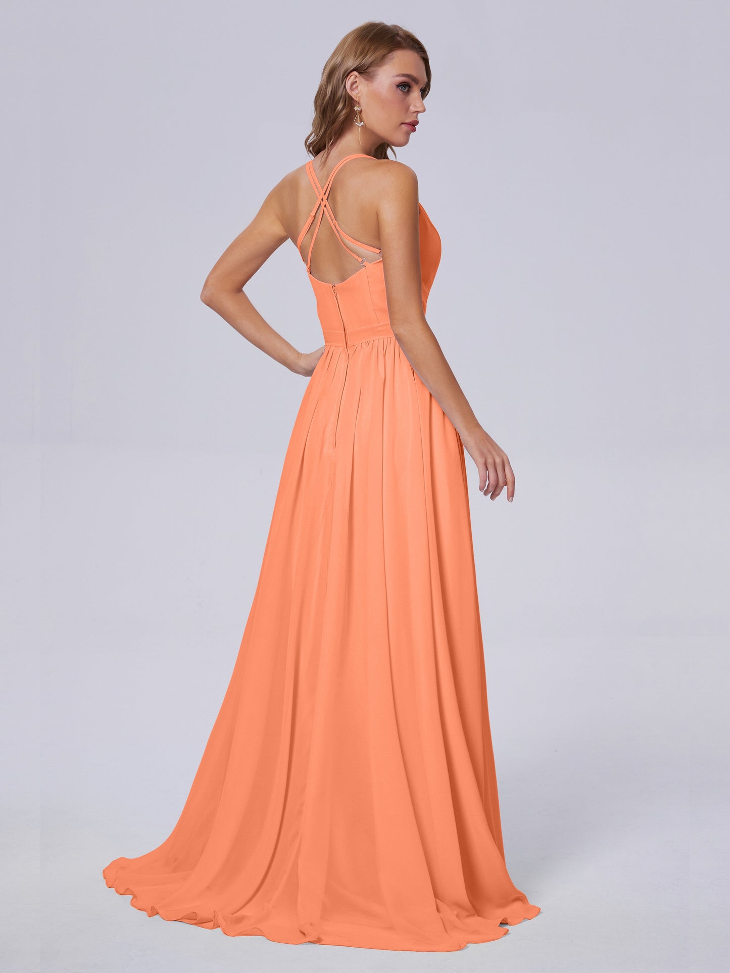Teagan Elegant Straps Chiffon Long Bridesmaid Dresses