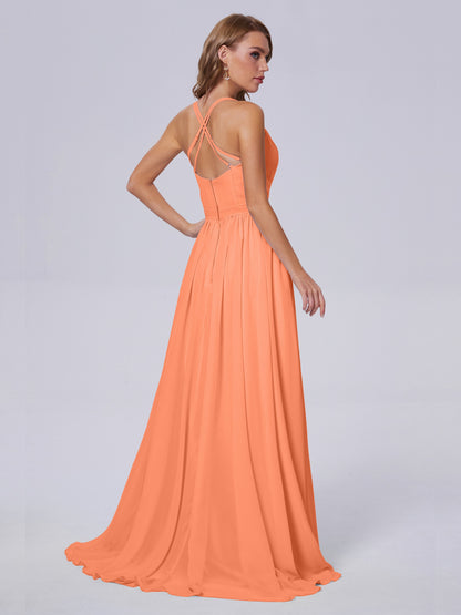 Teagan Elegant Straps Chiffon Long Bridesmaid Dresses