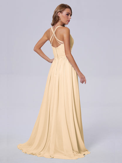Teagan Elegant Straps Chiffon Long Bridesmaid Dresses