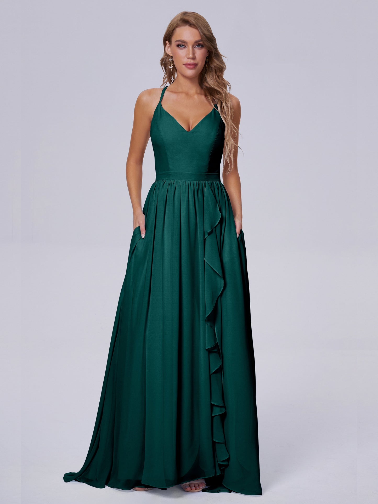Teagan Elegant Straps Chiffon Long Bridesmaid Dresses