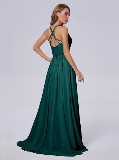 Teagan Elegant Straps Chiffon Long Bridesmaid Dresses