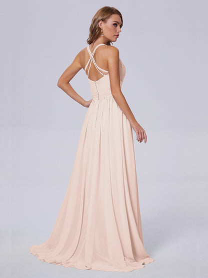 Teagan Elegant Straps Chiffon Long Bridesmaid Dresses