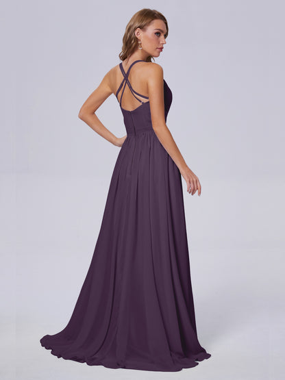 Teagan Elegant Straps Chiffon Long Bridesmaid Dresses