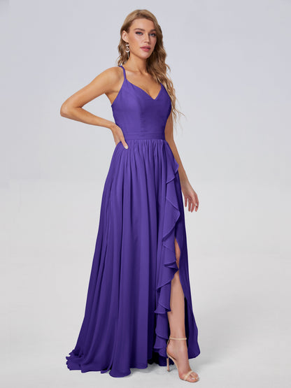 Teagan Elegant Straps Chiffon Long Bridesmaid Dresses