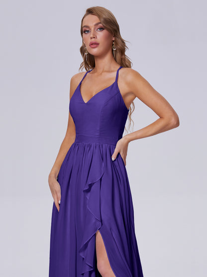 Teagan Elegant Straps Chiffon Long Bridesmaid Dresses