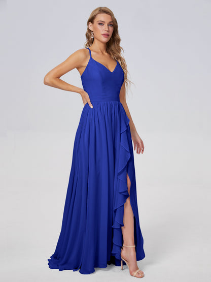 Teagan Elegant Straps Chiffon Long Bridesmaid Dresses