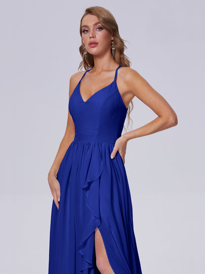 Teagan Elegant Straps Chiffon Long Bridesmaid Dresses