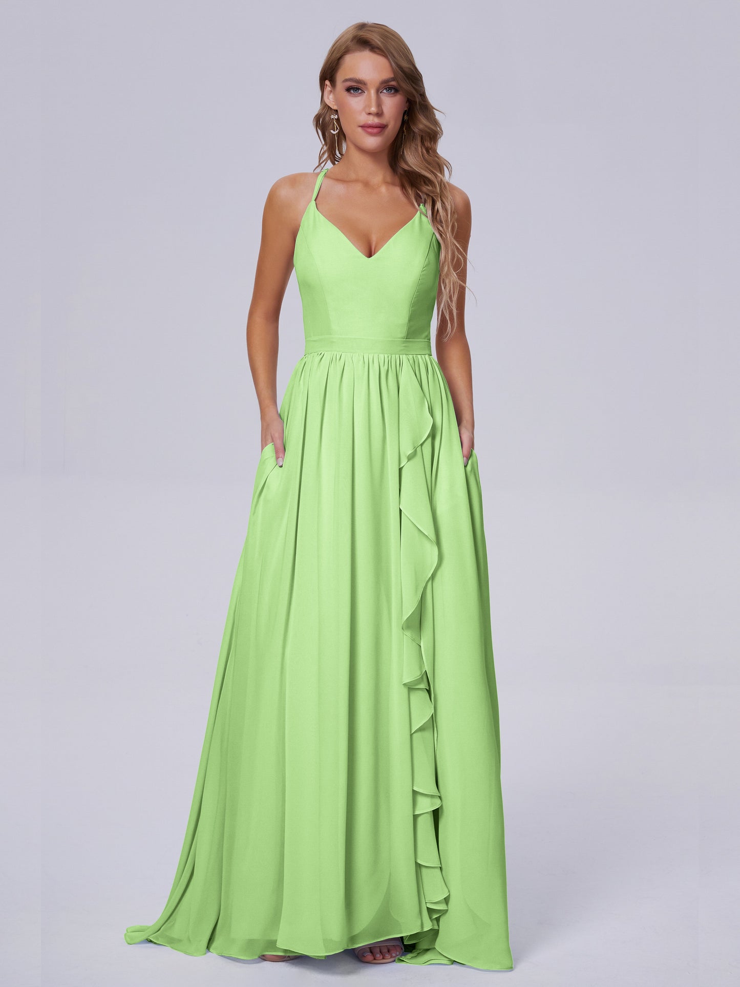 Teagan Elegant Straps Chiffon Long Bridesmaid Dresses