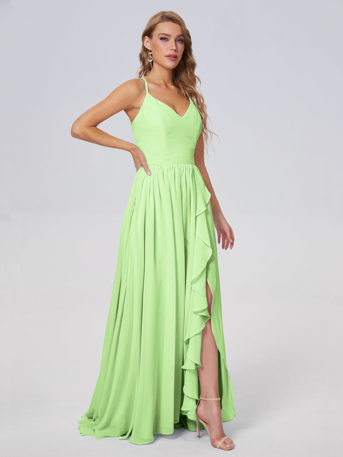 Teagan Elegant Straps Chiffon Long Bridesmaid Dresses