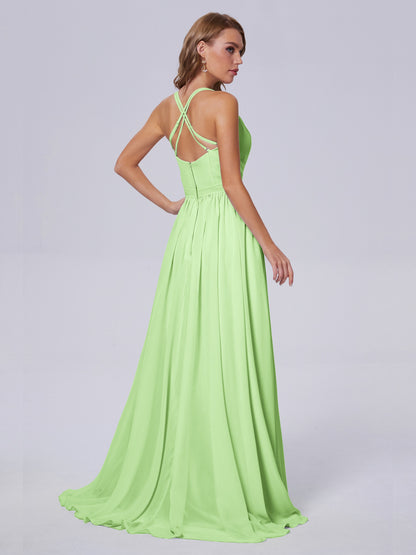 Teagan Elegant Straps Chiffon Long Bridesmaid Dresses