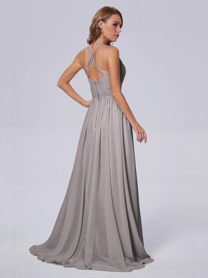 Teagan Elegant Straps Chiffon Long Bridesmaid Dresses