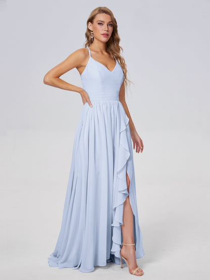 Teagan Elegant Straps Chiffon Long Bridesmaid Dresses