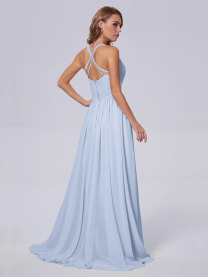 Teagan Elegant Straps Chiffon Long Bridesmaid Dresses