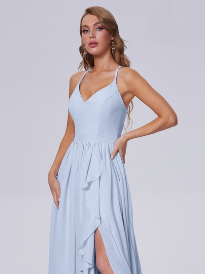 Teagan Elegant Straps Chiffon Long Bridesmaid Dresses
