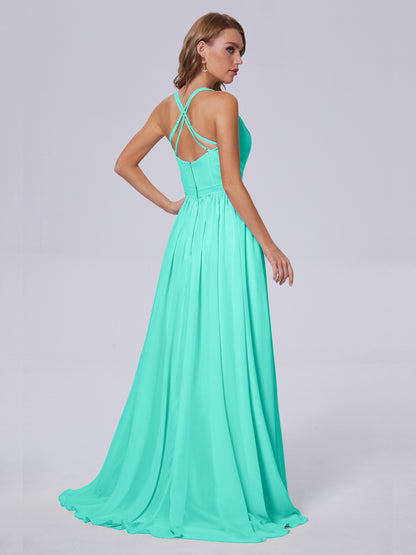 Teagan Elegant Straps Chiffon Long Bridesmaid Dresses