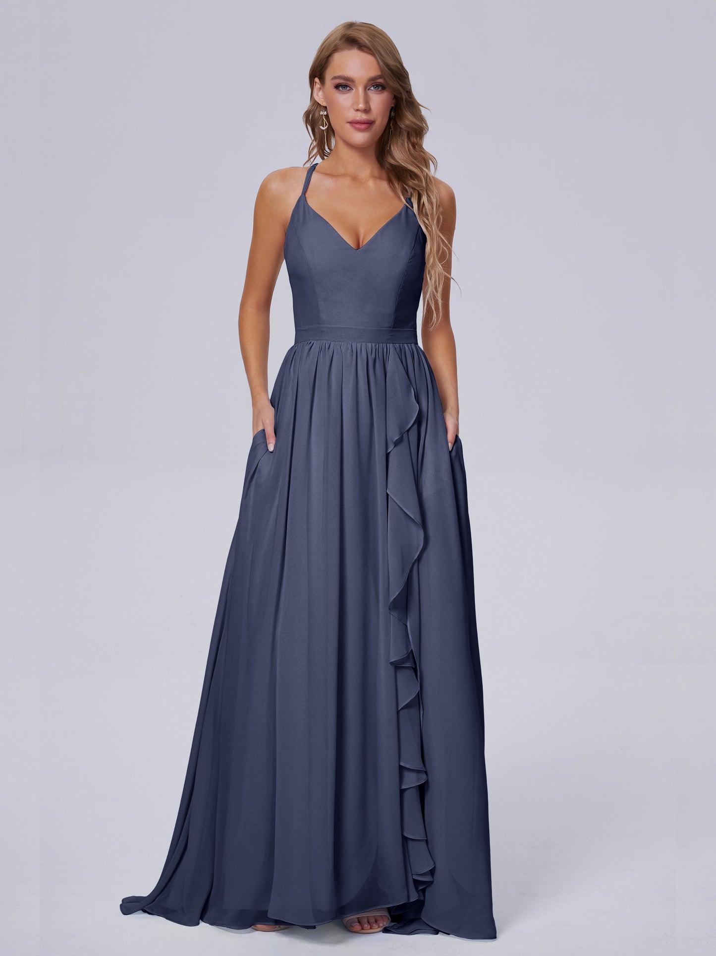 Teagan Elegant Straps Chiffon Long Bridesmaid Dresses