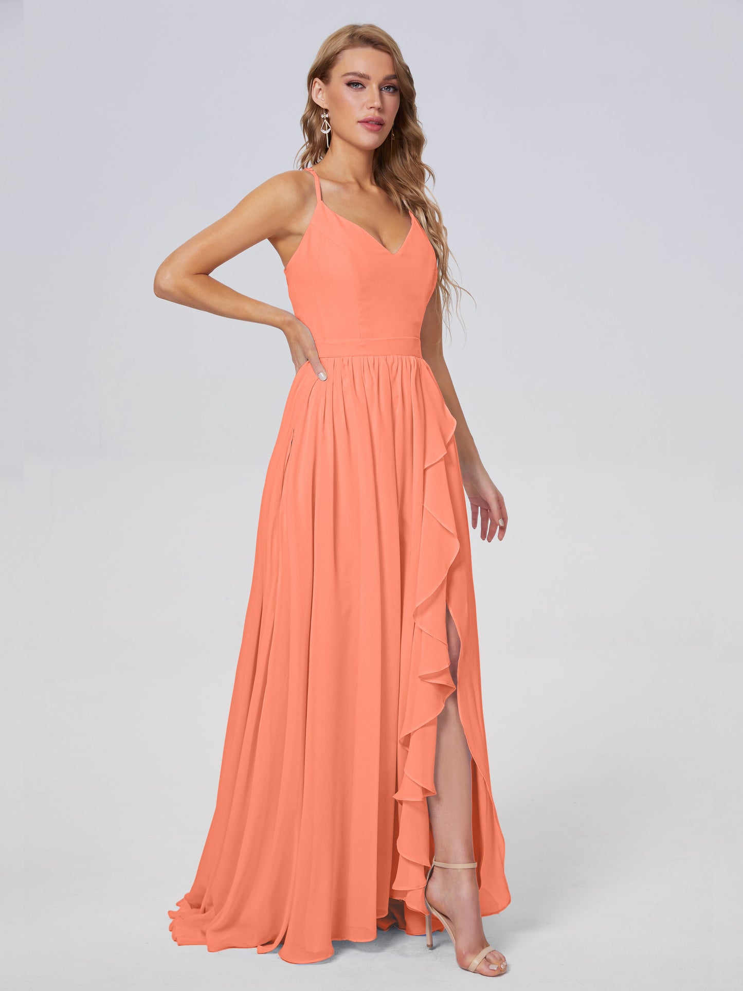 Teagan Elegant Straps Chiffon Long Bridesmaid Dresses