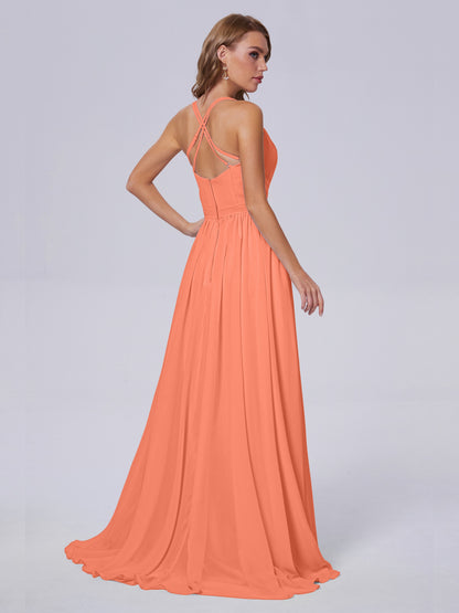 Teagan Elegant Straps Chiffon Long Bridesmaid Dresses