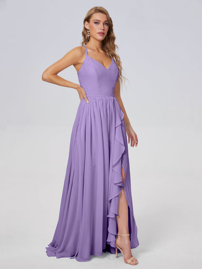 Teagan Elegant Straps Chiffon Long Bridesmaid Dresses
