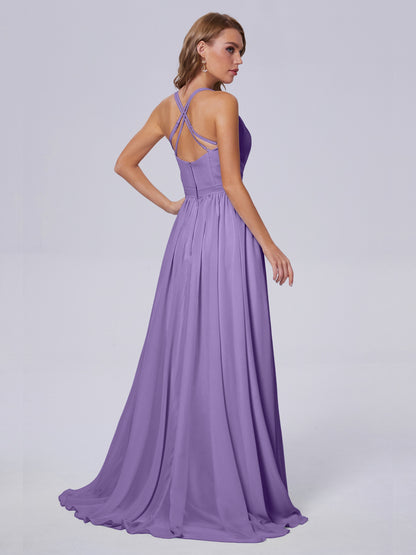 Teagan Elegant Straps Chiffon Long Bridesmaid Dresses