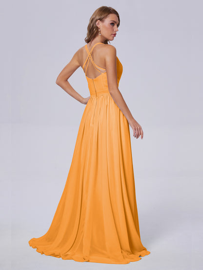 Teagan Elegant Straps Chiffon Long Bridesmaid Dresses