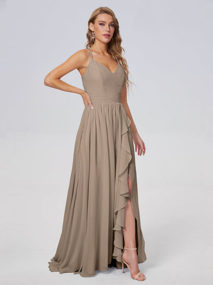 Teagan Elegant Straps Chiffon Long Bridesmaid Dresses
