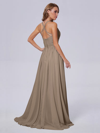 Teagan Elegant Straps Chiffon Long Bridesmaid Dresses