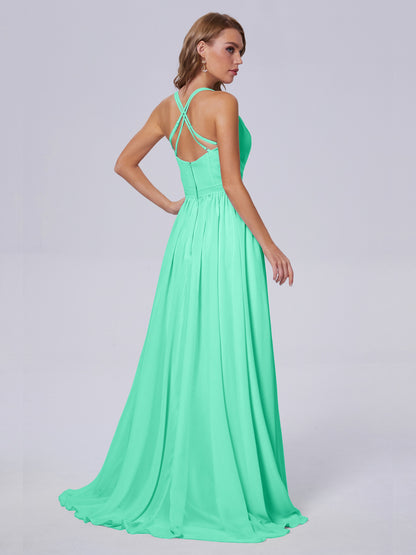 Teagan Elegant Straps Chiffon Long Bridesmaid Dresses