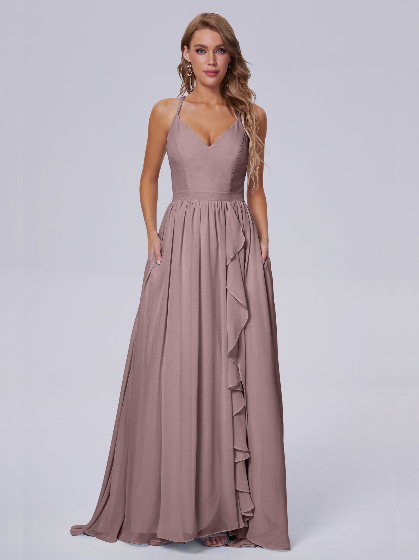 Teagan Elegant Straps Chiffon Long Bridesmaid Dresses
