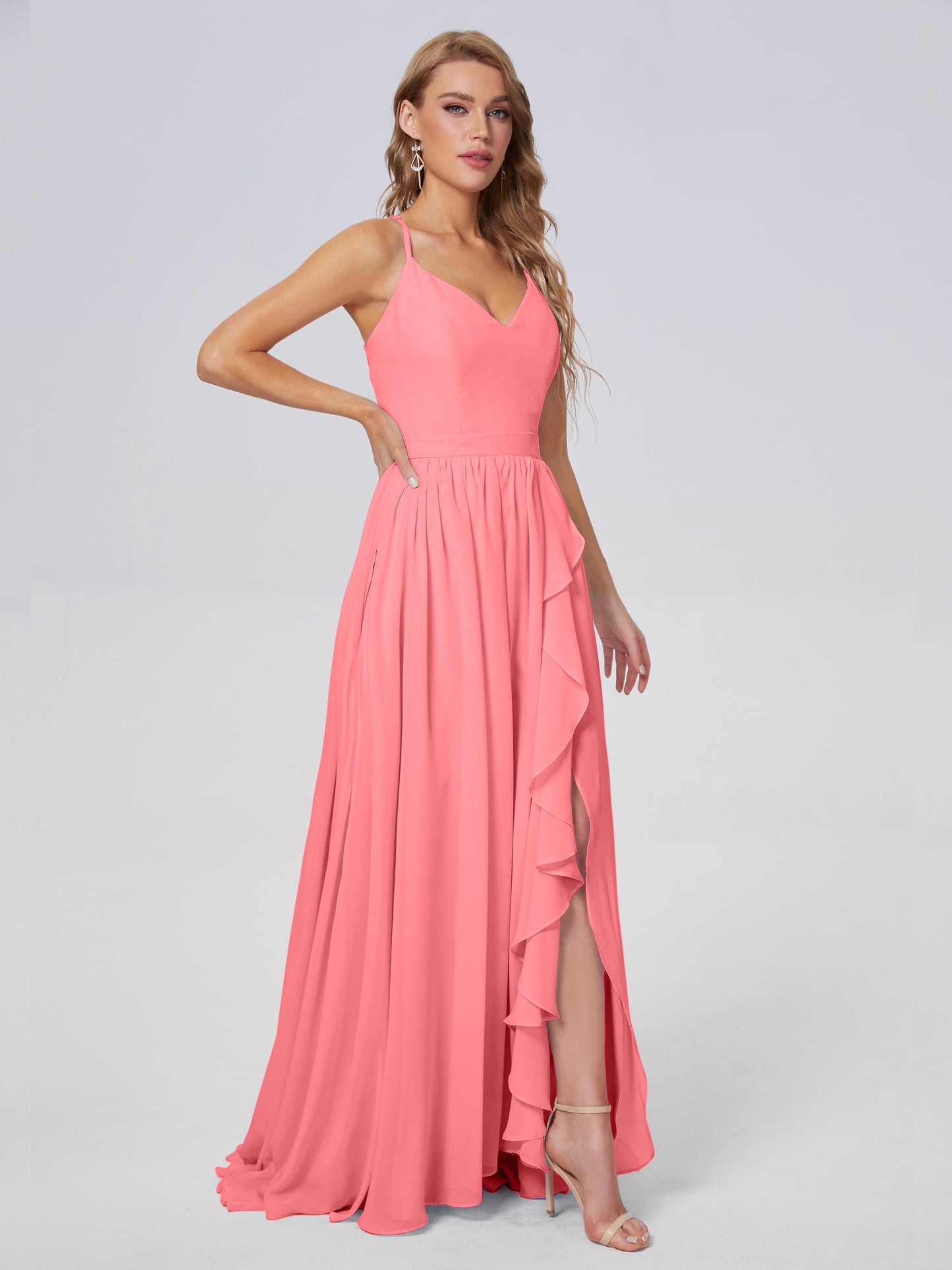 Teagan Elegant Straps Chiffon Long Bridesmaid Dresses