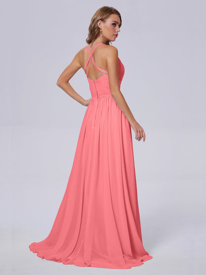 Teagan Elegant Straps Chiffon Long Bridesmaid Dresses