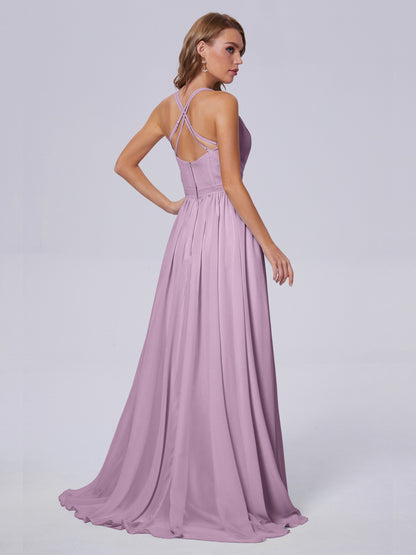 Teagan Elegant Straps Chiffon Long Bridesmaid Dresses
