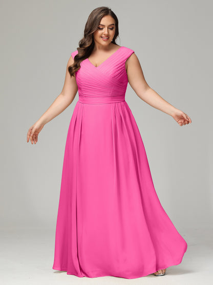 V-back Chiffon Bridesmaid Dress Plus Size