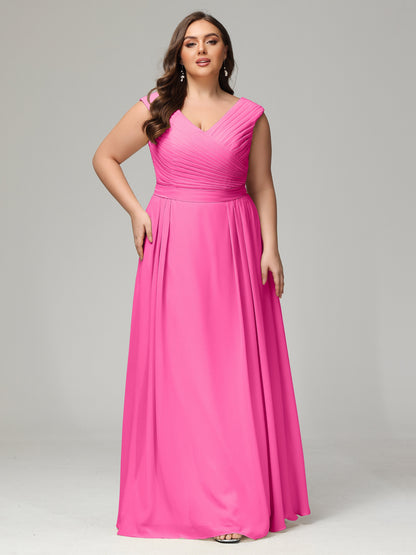 V-back Chiffon Bridesmaid Dress Plus Size