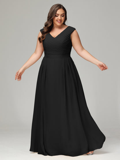 V-back Chiffon Bridesmaid Dress Plus Size