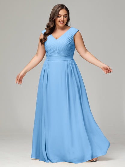 V-back Chiffon Bridesmaid Dress Plus Size