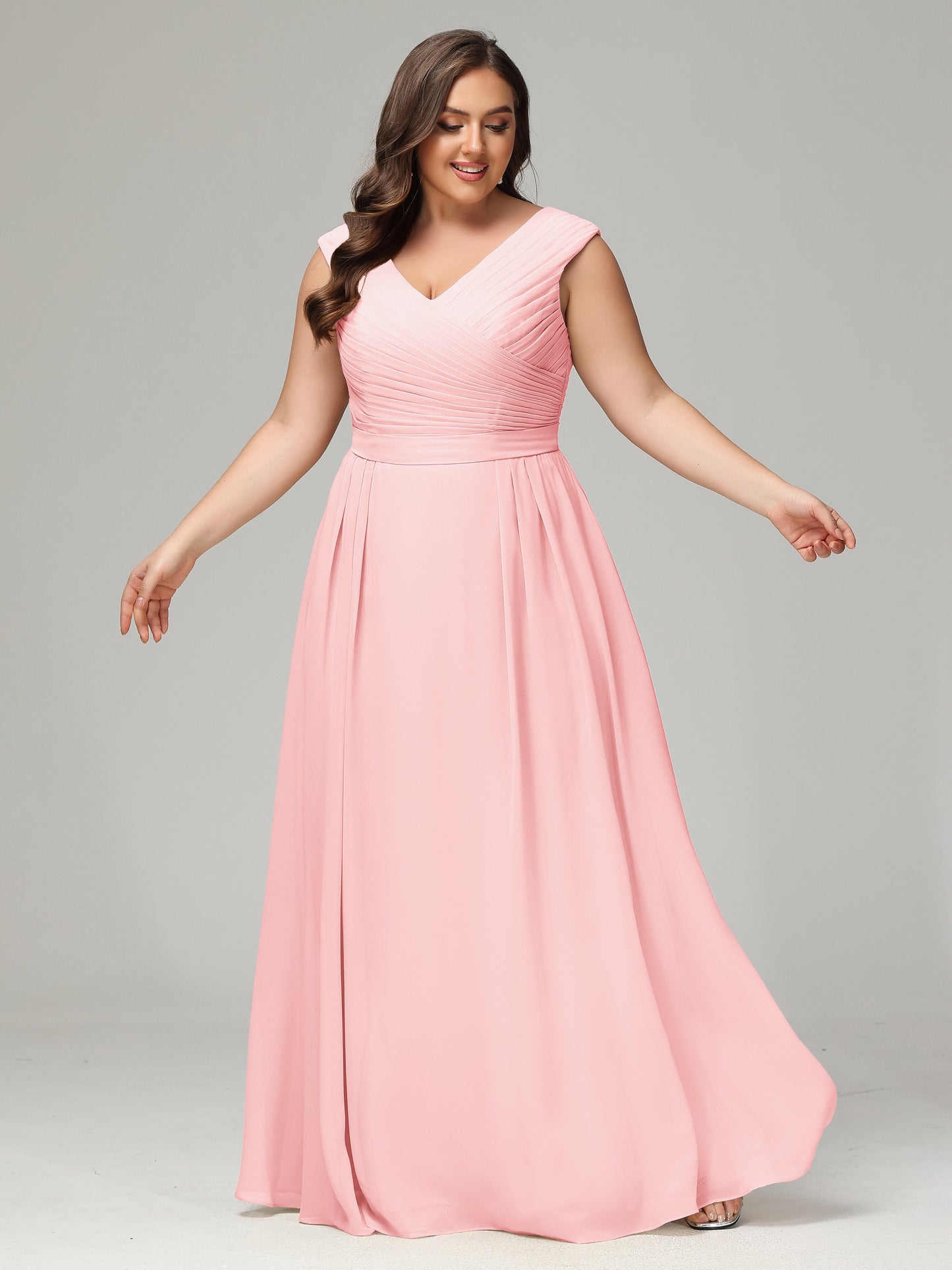 V-back Chiffon Bridesmaid Dress Plus Size