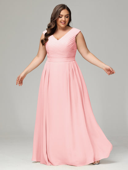 V-back Chiffon Bridesmaid Dress Plus Size