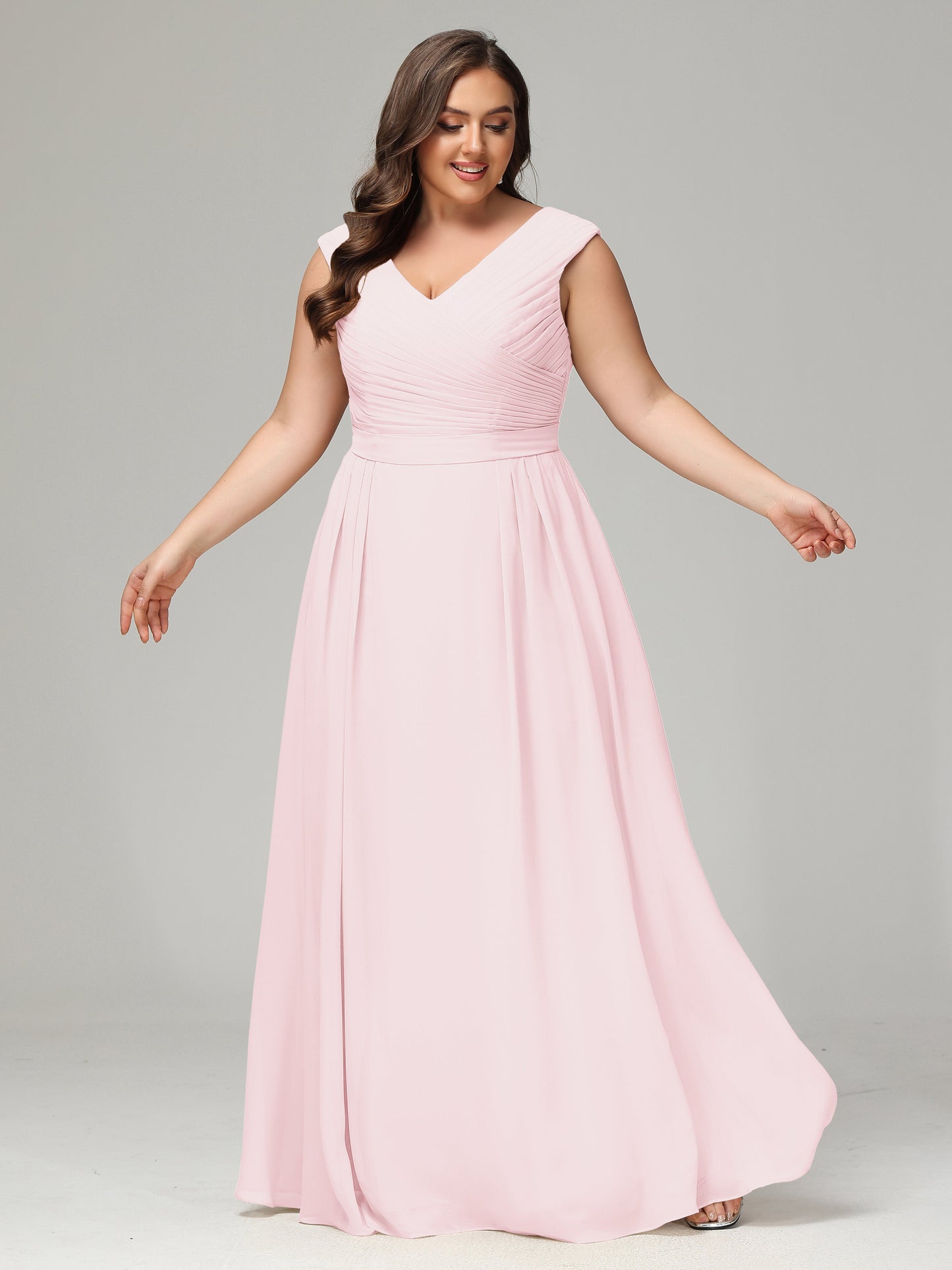 V-back Chiffon Bridesmaid Dress Plus Size