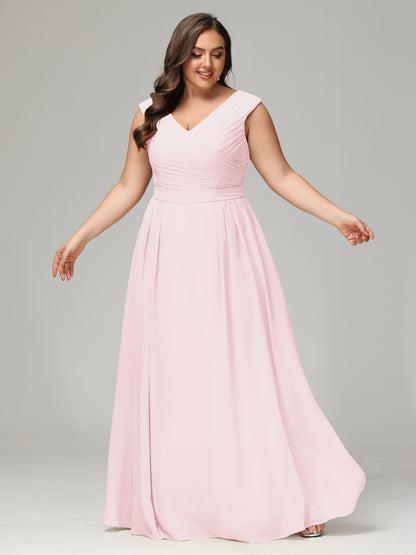 V-back Chiffon Bridesmaid Dress Plus Size