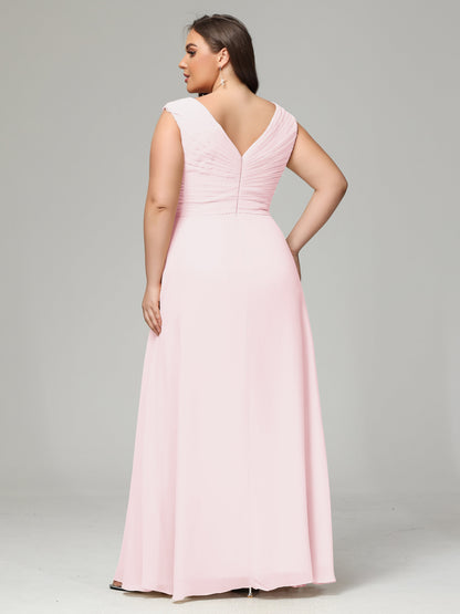 V-back Chiffon Bridesmaid Dress Plus Size