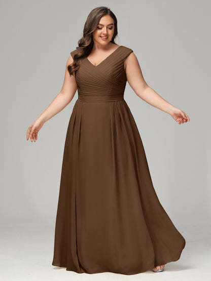 V-back Chiffon Bridesmaid Dress Plus Size