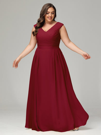 V-back Chiffon Bridesmaid Dress Plus Size
