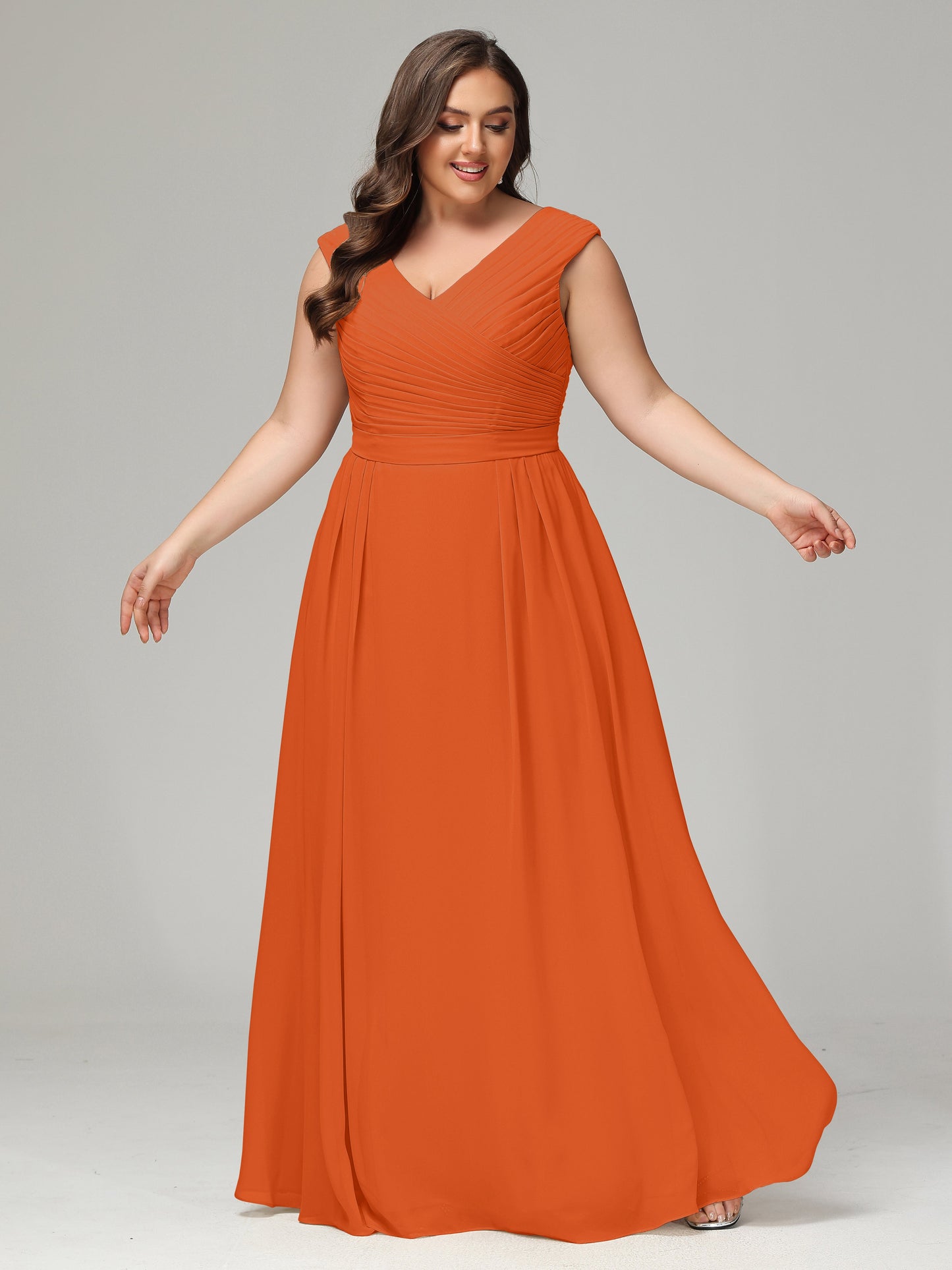V-back Chiffon Bridesmaid Dress Plus Size