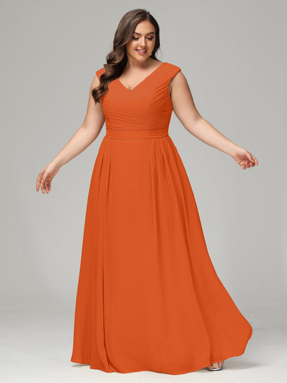 V-back Chiffon Bridesmaid Dress Plus Size