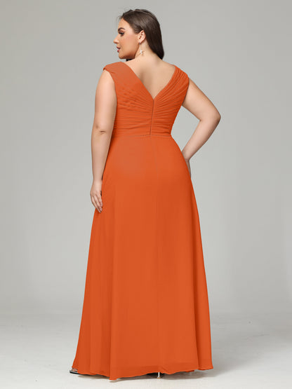 V-back Chiffon Bridesmaid Dress Plus Size