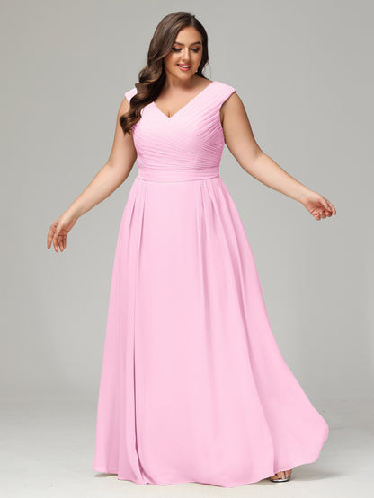 V-back Chiffon Bridesmaid Dress Plus Size