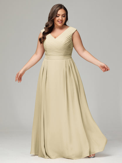 V-back Chiffon Bridesmaid Dress Plus Size
