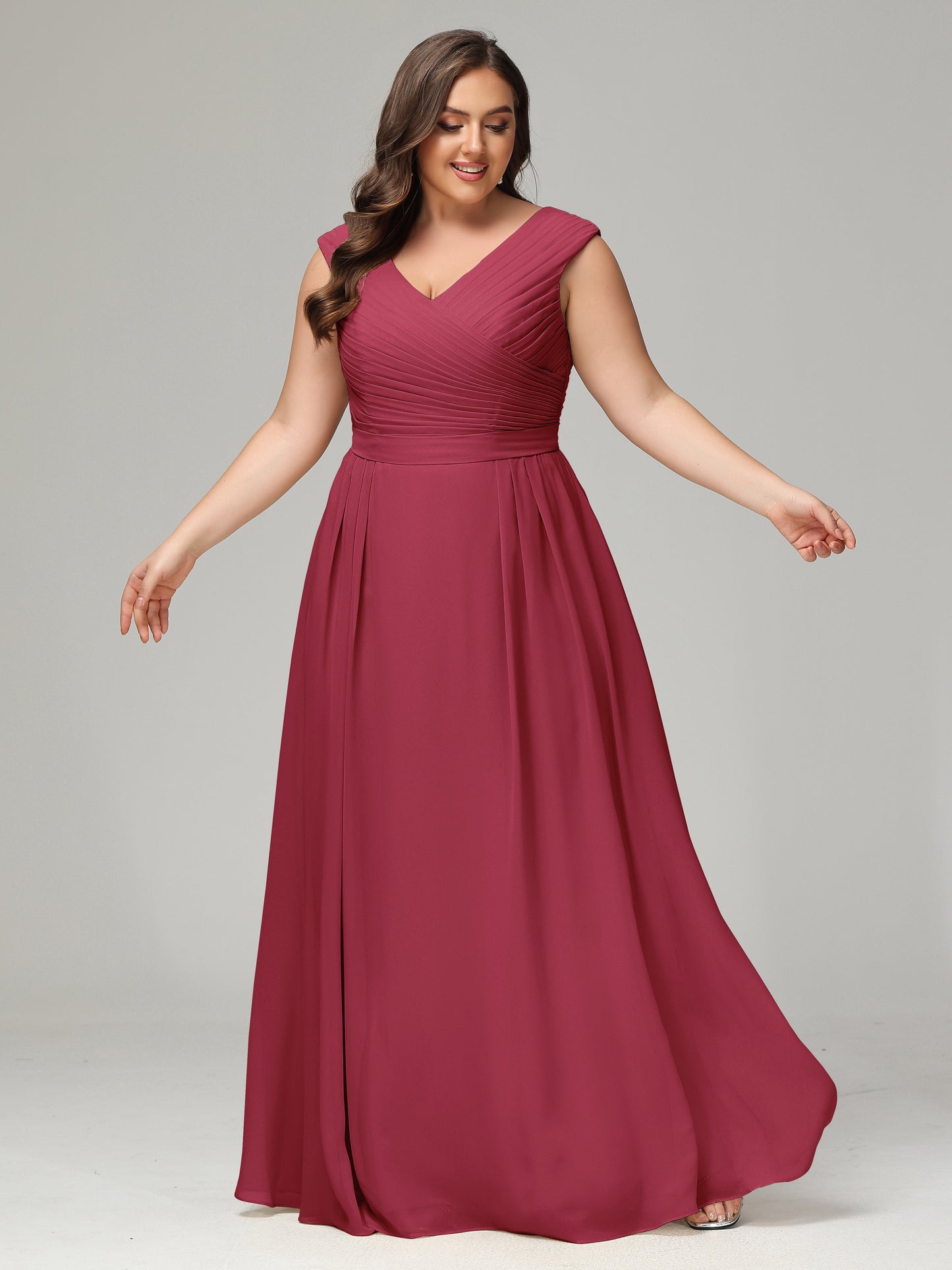 V-back Chiffon Bridesmaid Dress Plus Size